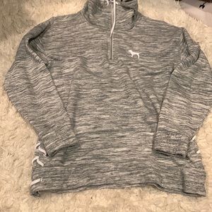 PINK grey quarter zip sweatshirt